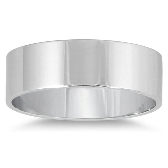 SZUL Women's 6mm Flat Comfort Fit Wedding Band in 10k White Gold