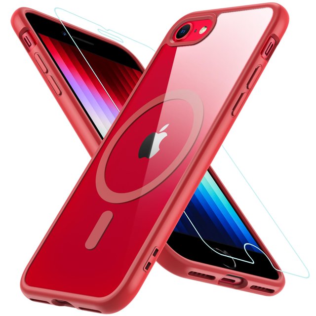 Funda Hensinple para iPhone SE de 4,7 pulgadas, magnética, transparente, roja, MagSafe