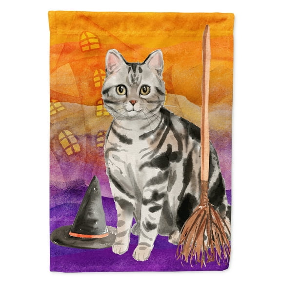 American Shorthair Halloween House Flag