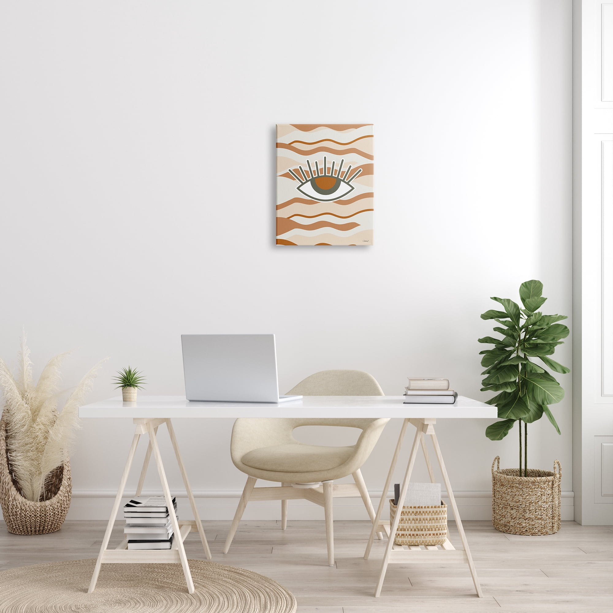 Stupell Industries Earthy Modern Spiritual Eye Wavy Striped Shapes Graphic Art Gallery Wrapped Canvas Print Wall Art, Design by Martina Pavlova