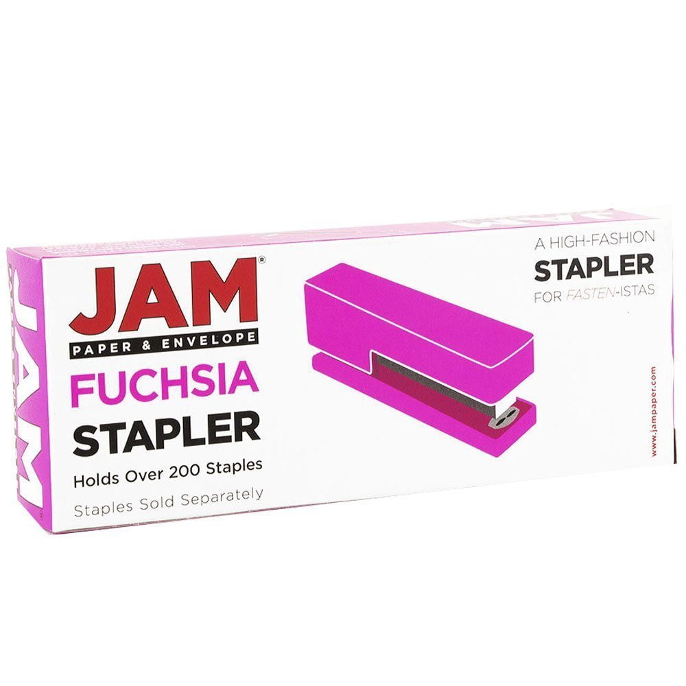 JAM Paper Office & Desk Set, 1 Pink Stapler & 1 Purple Staples, 2 Pack