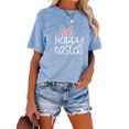 thumbnail image 2 of XCHQRTI Happy Easter Shirt for Women Short Sleeve Graphic Rabbit Cute Tshirt Letter Vintage Tee Shirt, 2 of 8