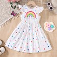 thumbnail image 2 of YUELONGHU Girls Fashion Dresses Dress Athletic Dress Middle and Small Children Girls Summer Small Flying Sleeve Polka Dot Dress 6-7 Years, 2 of 6