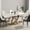 Golden Double Ring, variant on Montary 7 Piece Dining Table Chairs Set, Modern Dining Table Set of 6, Includes 71" Rectangle Artificial Marble Table with Gold Double-Ring Base, 6 Brown Dining Chairs for Home, Kitchen