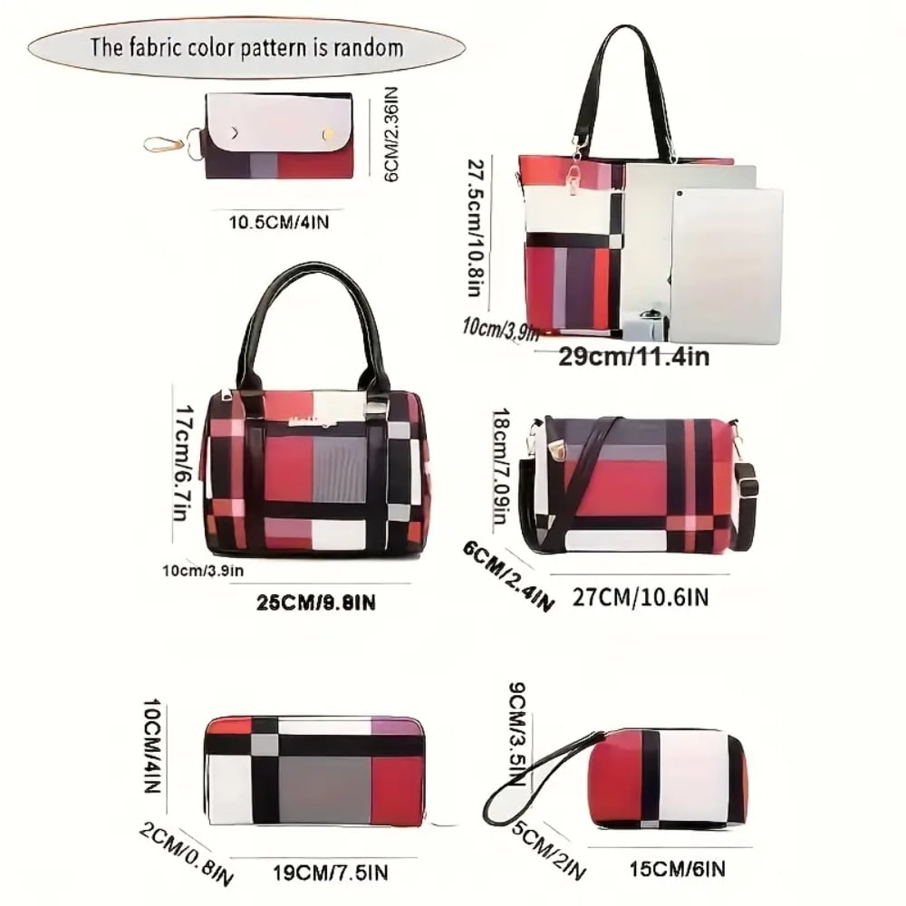 6PCS/Set Leather Handbags, Womens Handbags Tote Bags Shoulder Bag Purses Satchel Bag Top-Handle Handbag Crossbody Bag Wallet Clutch, Brown