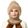 thumbnail image 4 of 3 In 1 Beanie Hat With Scarf And Mask Cozy Womens Scarves Soft Face Masks Scarfs Warm Winter Clothing Beanies Hats Khaki, 4 of 8
