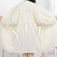 thumbnail image 6 of SHTXOZHI Womens Knee Length Bathrobes Long Sleeve Fleece Robes Cute Side Tie Homewear Solid Color Warm Sleepwear, 6 of 6