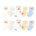 thumbnail image 1 of Calcetines neutros para bebés, calcetines de malla fina de algodón suave con tobillo para bebés pequeños de verano para niñas y niños, 5 pares, talla M, 1 of 7