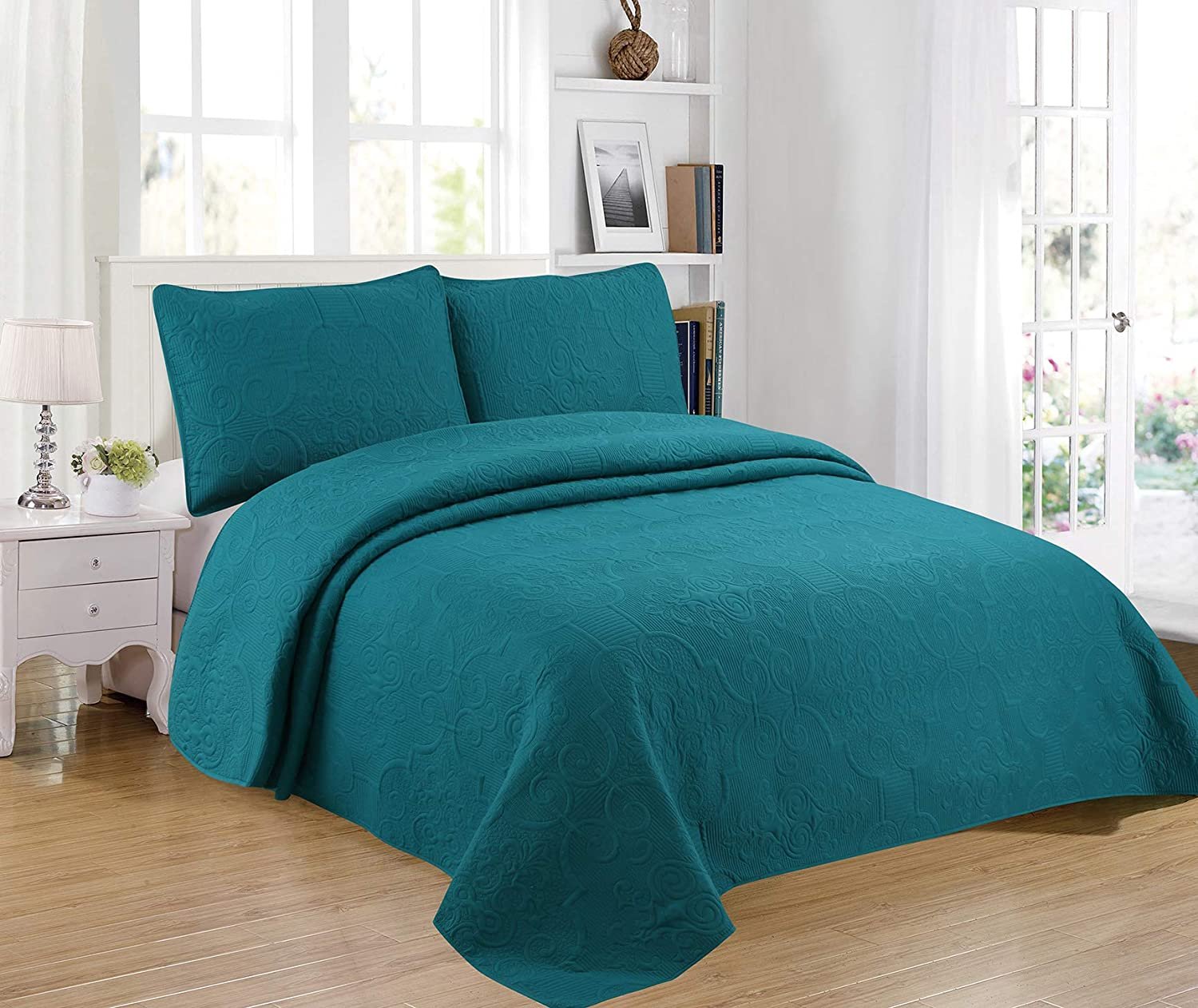 Sapphire Home 3Piece King/CalKing Oversize Bedspread Coverlet Bedding