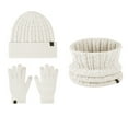 thumbnail image 1 of Aocisk Children Winter Hat Scarf Gloves Set Fashionable Outdoor Warm Three Piece Accessory Combo Beige One Size, 1 of 6