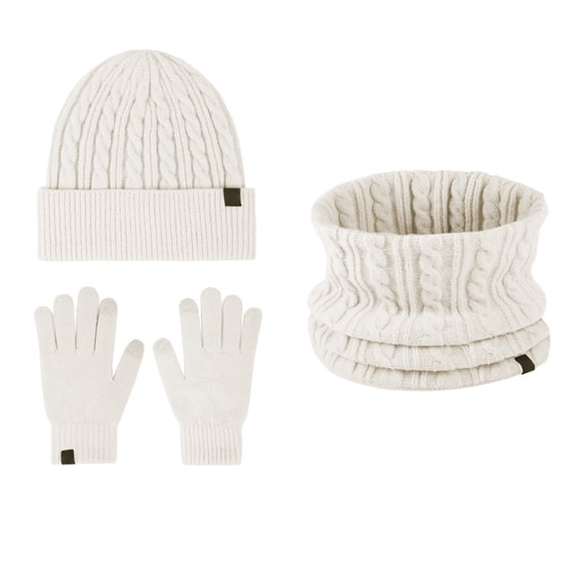 Aocisk Children Winter Hat Scarf Gloves Set Fashionable Outdoor Warm Three Piece Accessory Combo Beige One Size