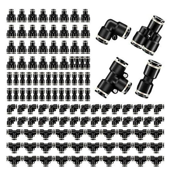 Push to Connect Fittings Air Line Pneumatic Fittings Kit 60 Pieces Quick release