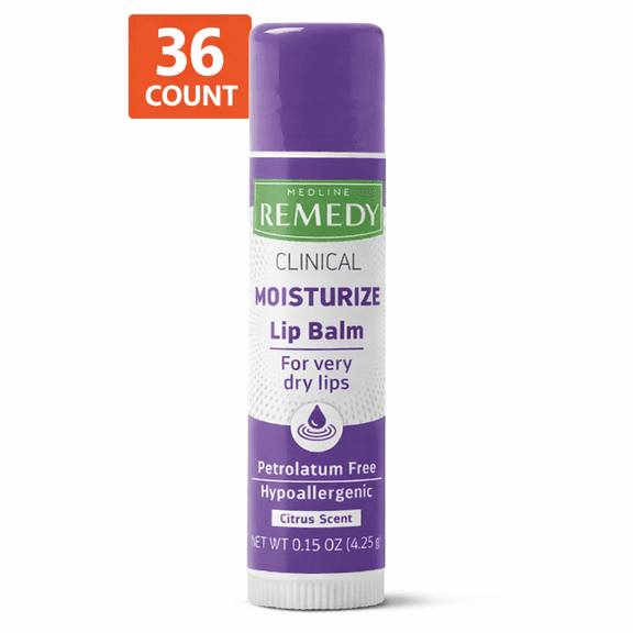 Medline Remedy Clinical Lip Balm, 36 Count, Citrus Scent
