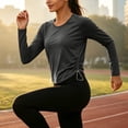 thumbnail image 3 of Scyoekwg Fitted Workout Tops for Women Raglan Side Drawstring Athletic Shirts Long Sleeve Slim Running Workout Casual Tee (Dark Gray,S), 3 of 9