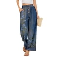 thumbnail image 2 of Dress Pants Women Petite High Waisted Wide Leg Summer Beach Vacation Pants Boho Lounge Casual Palazzo Trousers, 2 of 7