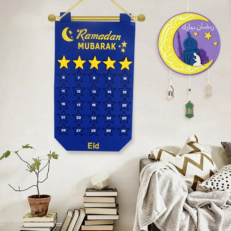 Eid Al-Adha Green & Blue Pocket Felt Ramadan Advent Calendar