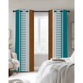 thumbnail image 3 of Fsddascl Modern Brown Teal Blackout Curtains for Bedroom/Living Room, Thermal Insulated Kitchen Curtains, Boho Contemporary Geometric Striped Grommet Darkening Window Treatment Drapes 42"x54"x2, 3 of 8