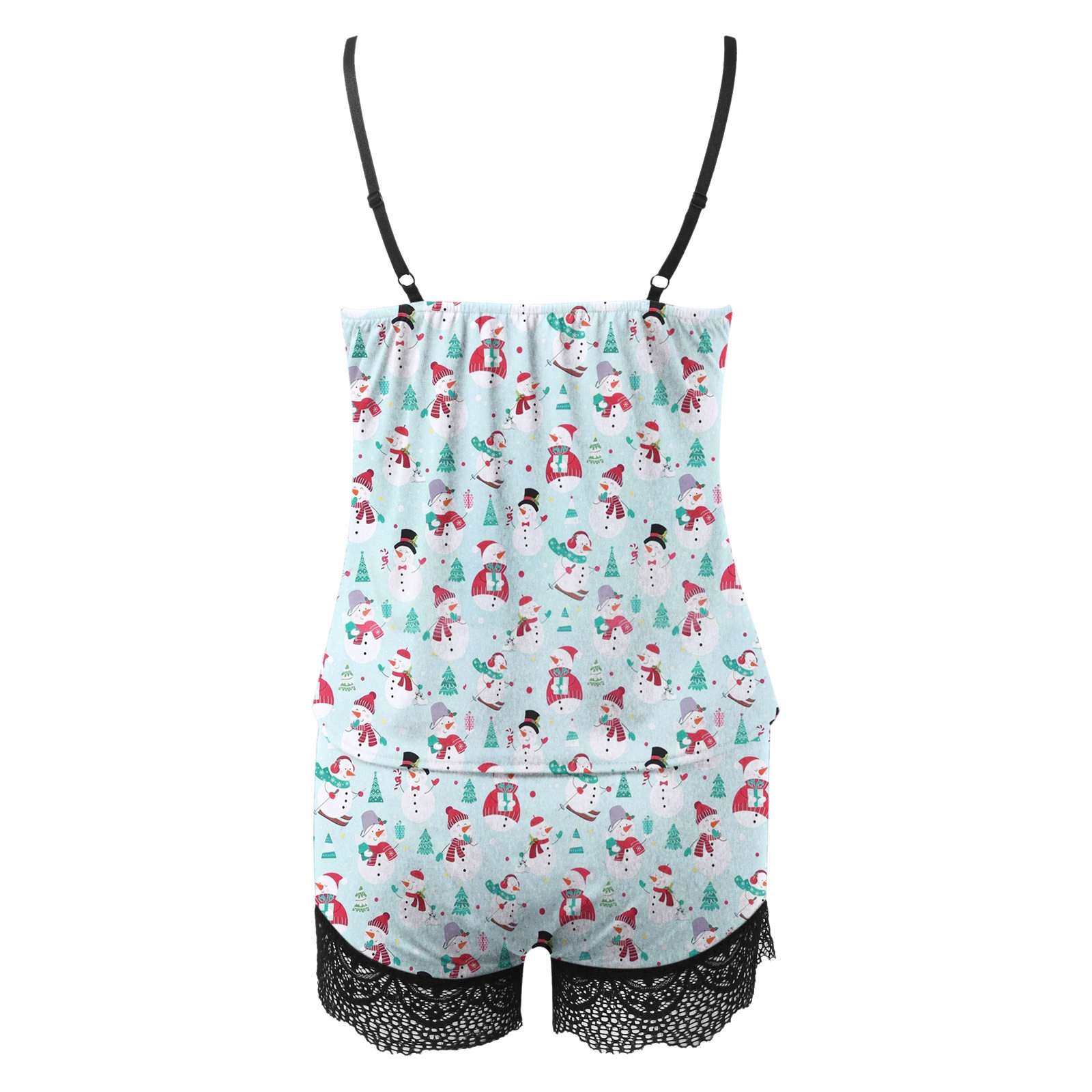BONIXOOM Pajamas For Women Couples Christmas Pajamas Sleepwear Drawstring Sleeveless Sleepwear Sets Printed Light Blue S