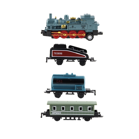 Milisten 4Pcs Alloy Toy Car Vehicles Retro Steam Train Pull Back Model Train Kids Toys Set for Boys Gifts (Sky-blue)