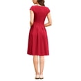 thumbnail image 3 of INSPIRE CHIC Women's Cap Sleeve Flare Dress Square Neck Business Work A Line Pleated Dresses M Red, 3 of 5