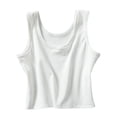 thumbnail image 1 of Camiseta sin mangas para mujer con pliegues laterales y cuello redondo básico Adepaton BST2001310-4, 1 of 5