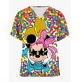 thumbnail image 2 of Uniforme médico de manga corta con cuello en V y estampado de Mickey Minnie de Disney para mujer, camiseta de uniforme de enfermera de trabajo con dibujos animados, vestido de enfermería, 2 of 5