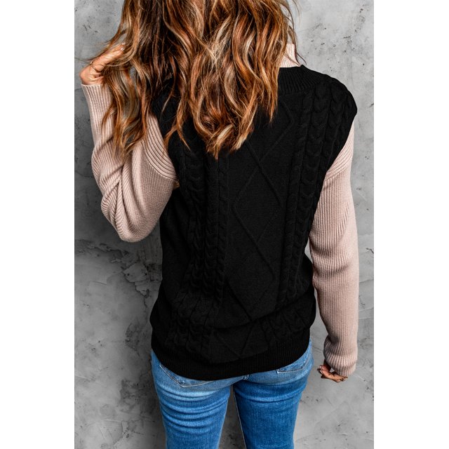 ABPHQTO Camiseta de tirantes negra sin mangas de punto de ochos para mujer