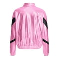 thumbnail image 2 of Alvivi Kids Girls Shiny Metallic Long Sleeve Zipper Bomber Jacket Rave Party Coat Outerwear Pink 14, 2 of 7