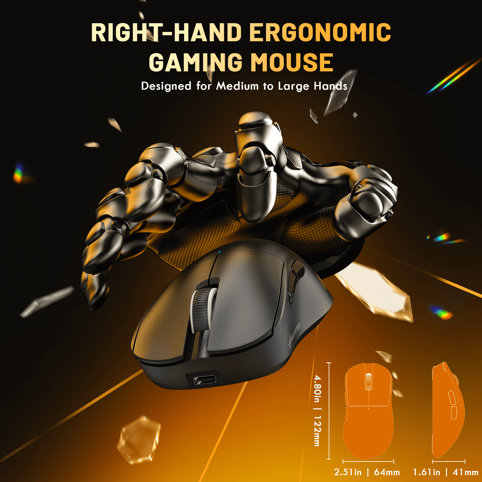 Magic-Refiner X2 Wireless Gaming Mouse, Tri-Mode 2.4G/USB-C Wired/Bluetooth, PAW3311 Sensor, 25000 DPI, 1000Hz Polling Rate, 69g Ergonomic Design, PC/Mac Compatible, Black