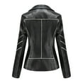 thumbnail image 5 of HTNBO Women Faux Leather Bomber Jackets Full Zip Lapel Vintage Casual Moto Crop Coat Loose Long Sleeve Outerwear, 5 of 6