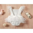 thumbnail image 3 of Princess Newborn Baby Girls Rompers Lace Sleeve Embroidered Flower Backless Tulle Sling Jumpsuit White 6-12 Months, 3 of 7