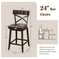 thumbnail image 2 of Drevy Swivel Bar Stool Set of 2, 24 Inch Ergonomic Counter Height Chairs with Open X Back & Footrest, 2PCS Vintage Wooden Barstools for Kitchen Island, Pub, Bistro, Café, Brown (2, 24 inch), 2 of 7