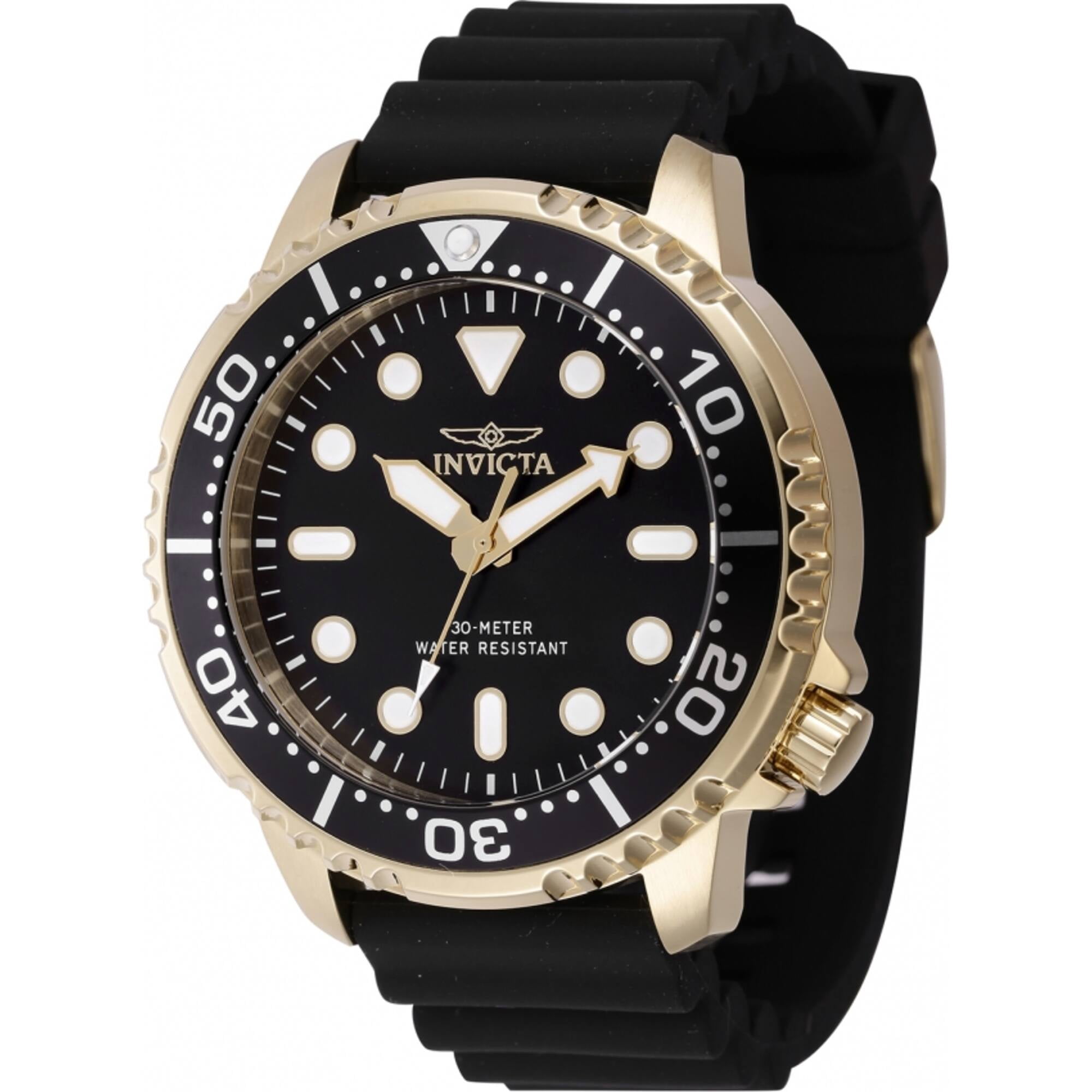 INVICTA Aviator Men\'s Quartz Watch 38405 45mm Gold Steel Silicone Black Band Invicta Aviator Men main image 3