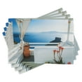 thumbnail image 1 of Ambesonne Greek Place Mats Set of 4, Sunset Santorini Island, Standard Size, Turquoise and Blue, 1 of 6