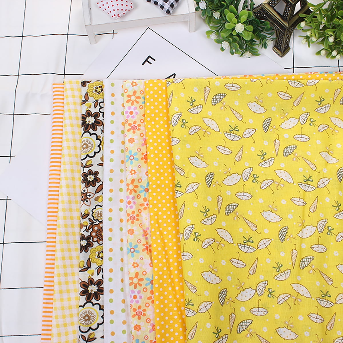 DIY Craft Quilting 7pcs 50x50cm Patchwork Cotton Fabric Squares Bundles Remnants for Sewing Handicraft