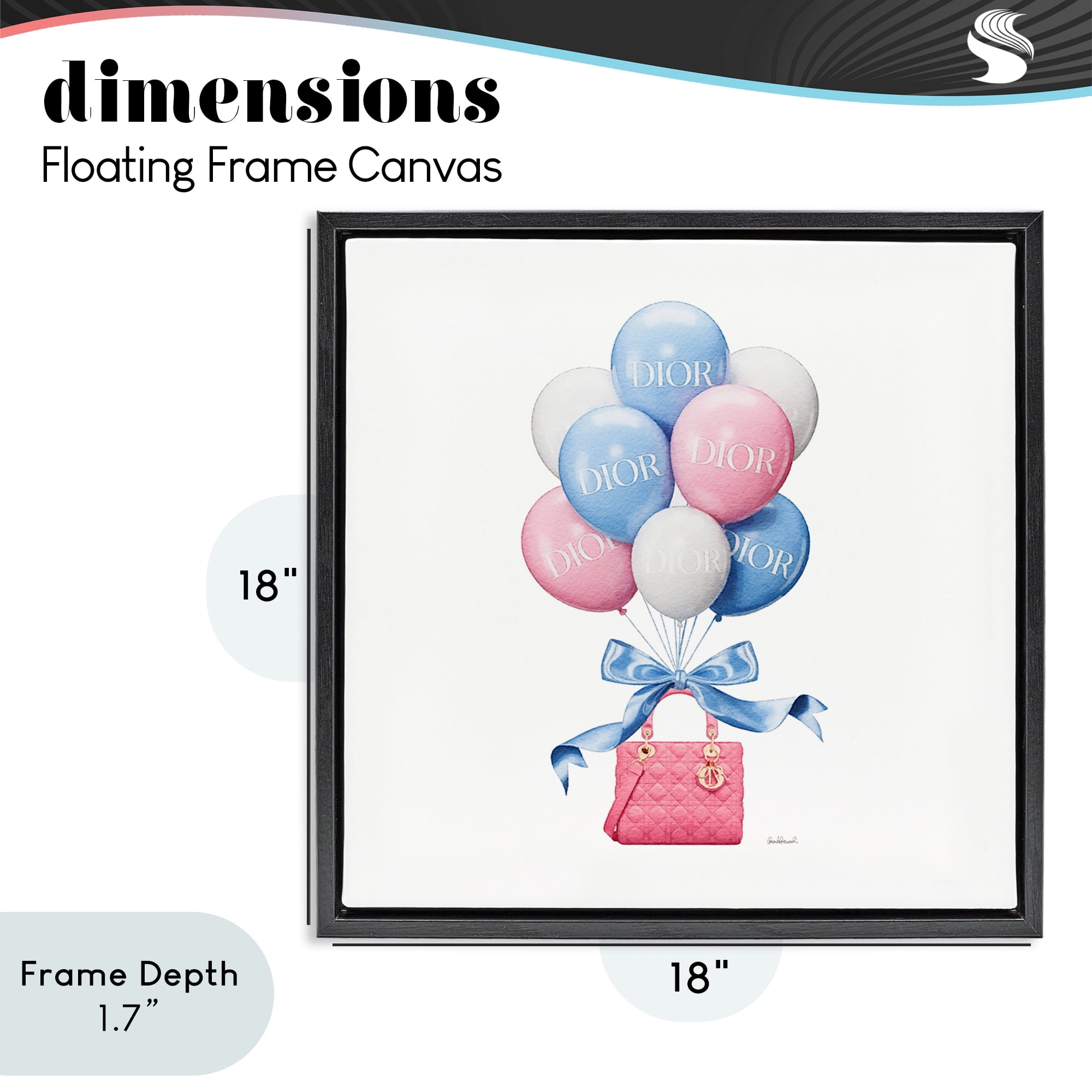 Stupell Industries Pink & Blue Handbag Balloons Black Framed Floater Canvas Wall Art, design by Amanda Greenwood