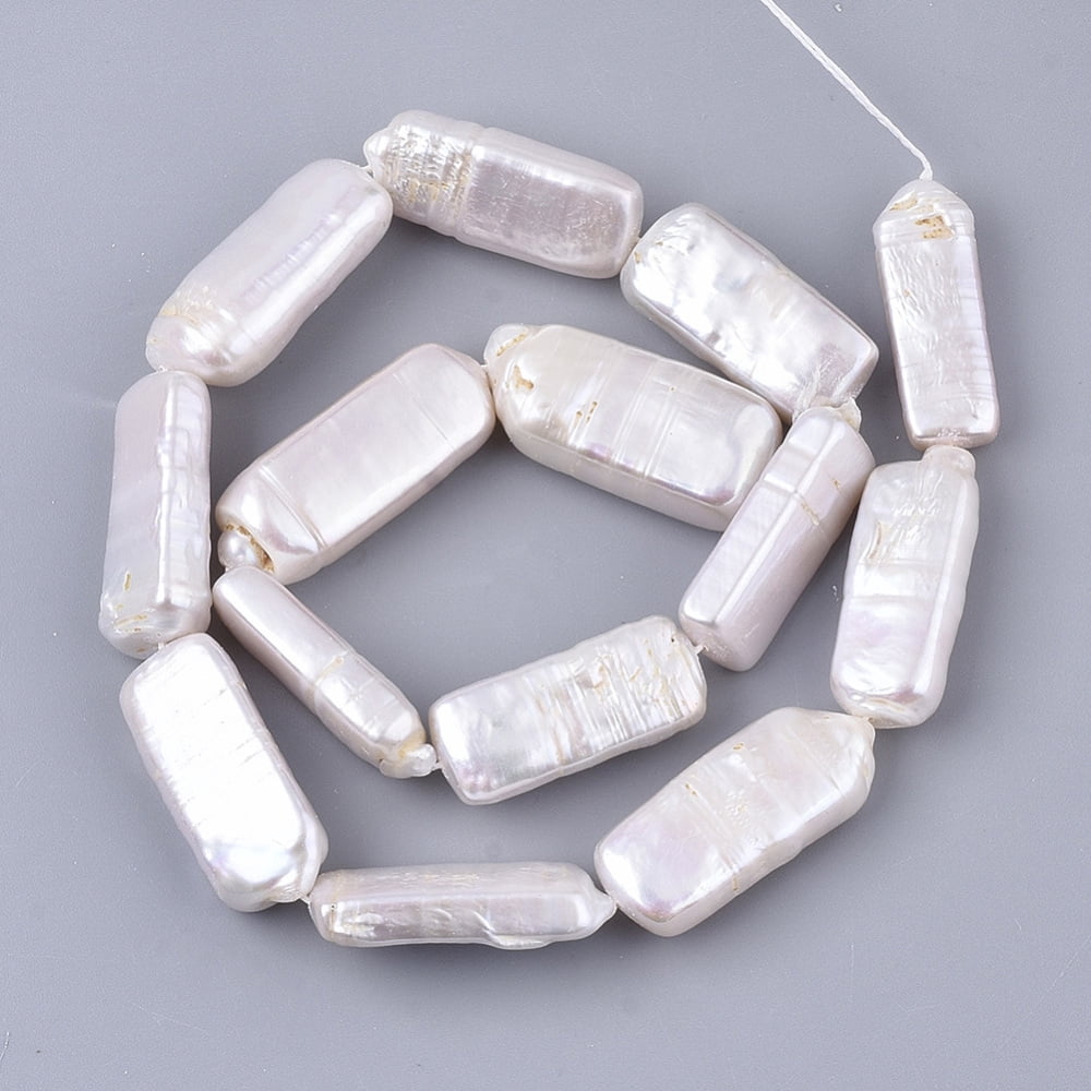 Natural Baroque Pearl Keshi Pearl Beads Strands Cultured Freshwater Pearl Rectangle Seashell Color 25~28x10~12x5~10mm Hole: 0.6mm