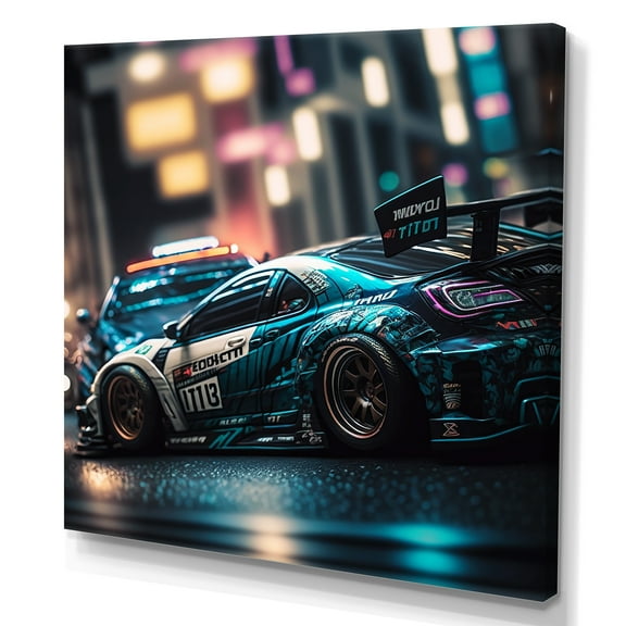Designart Tunning Car Drifting In Toyko II Canvas Wall Art