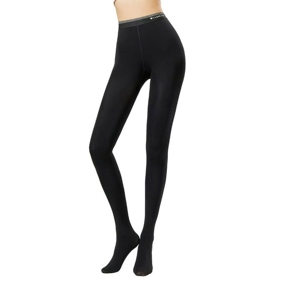 HJYCHN Women's Leggings High Waist Lined Thermal Winter Tights with Opaque Thick Elastic Comfort Fit Black One Size