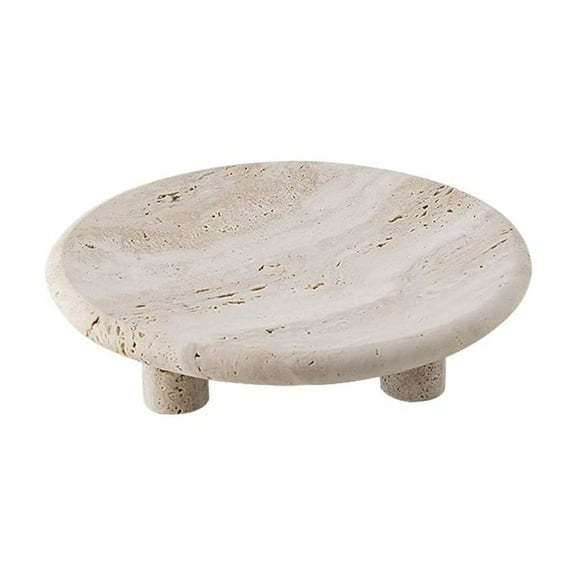 Cave Stone Decoration Tray High Foot Storage Tray Dried Fruit Dim Sum Tray Cream Style Dessert Cake Set Plate