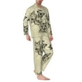 thumbnail image 2 of Naloa Vintage Floral Men’s Pajamas Set - Long Sleeve Button Down Sleep Shirt and Pajama Bottoms Sleepwear Set-Medium, 2 of 7