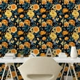 thumbnail image 2 of Ambesonne Floral Peel & Stick Wallpaper for Home, Peachy Summer Flowers Art, 13"x100", Apricot Dark Teal and Black, 2 of 5