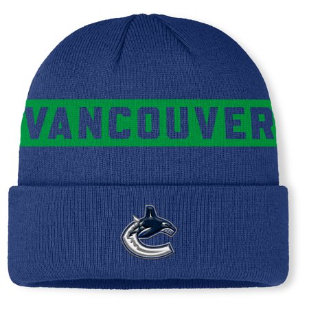 Men s Fanatics Blue Vancouver Canucks Authentic Pro Rink Cuffed Knit Hat