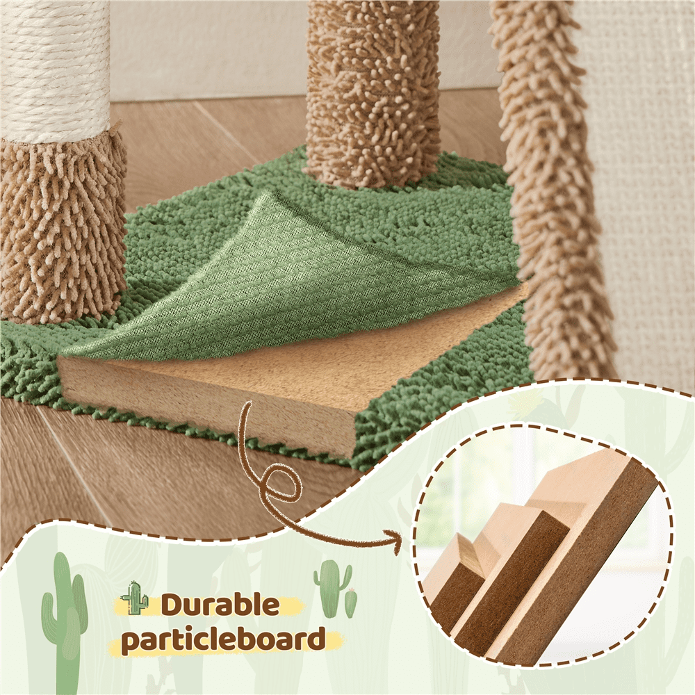 Renwick 42" Height Cactus Cat Tree with Scratching Posts and Platform, Brown/Green