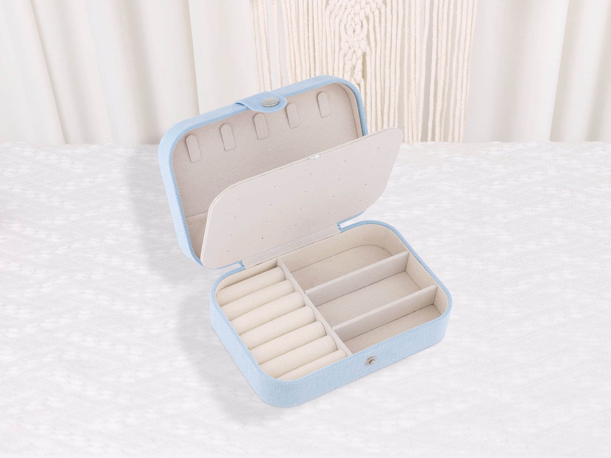 Unique Bargains Travel Compact Jewelry Box for Women Light Blue