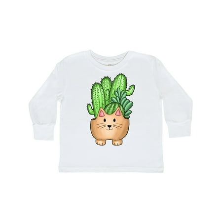 

Inktastic Cat Planter with Cactuses and Succulent Gift Toddler Boy or Toddler Girl Long Sleeve T-Shirt