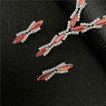 thumbnail image 3 of Conjuntos de joyas de boda con cristales rojos reales bañados en plata para mujer, collar largo con hojas y pendientes, conjuntos de joyas nupciales, 3 of 4