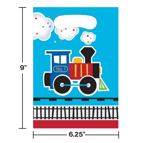 All Aboard Train Tank Engine Kids 1st Birthday Party Favor Sacks Loot Bags