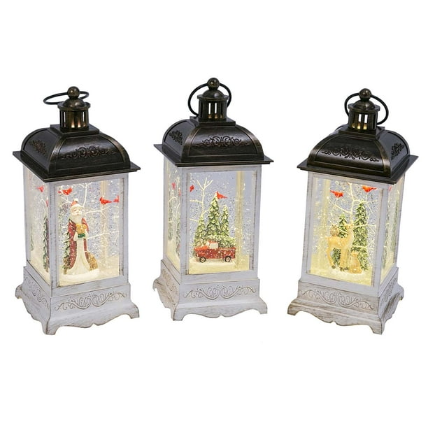 Battery Operated Christmas Winter Spinning Water Snow Globe Lanterns