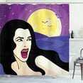 thumbnail image 1 of Ambesonne Halloween Shower Curtain, Vampire Girl on Cemetery, 69"Wx75"L, Purple Lavender and Dark Grey, 1 of 3